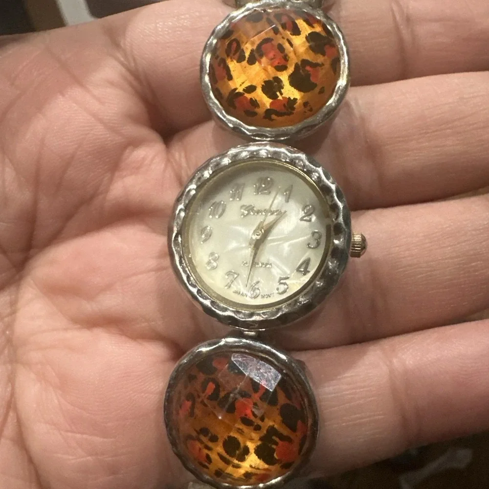 Working Geneva Platinum‎ 25mm Bracelet woman watch Orange Designer Band Fits 7in
